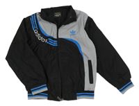 Černo-šedá šusťáková sportovní bunda s logem Adidas