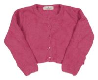 Růžový chlupatý propínací crop svetr H&M