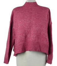 Dámský růžový crop vlněný svetr s rolákem Primark
