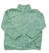 Zelená fleecová mikina se srdíčky Topolino