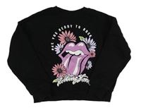 Černá oversize mikina s potiskem - The Rolling Stones 