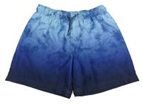 Světle-tmavomodré batikované plážové kraťasy H&M