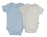2x Bílé + světlemodré proužkované body 