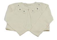 Smetanové pletené svetrové bolérko s kytičkami 