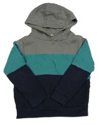 Šedo-zeleno-tmavomodrá mikina s kapucí M&S