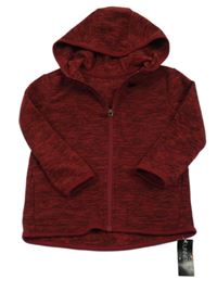 Nové - Bordó žíhaná fleecová propínací mikina s kapucí Dunnes