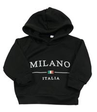 Černá mikina s nápisem a kapucí 