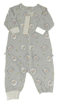 Nové - Světlešedý overal s ovečkami 