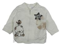 Bílá propínací mikina s hvězdou a medvídkem 