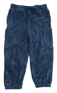 Tmavomodré sametové žebrované tepláky s kapsami Jojo Maman Bébé