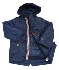 3v1 - Tmavomodrá šusťáková celoroční bunda s kapucí 