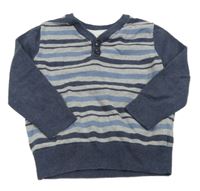 Šedo-tmavomodro-modrý pruhovaný svetr Matalan