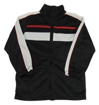 Černo-bílá sportovní propínací mikina s pruhy