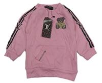 Nové - Růžová mikina s pruhy Louis Vuitton