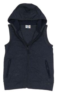 Tmavomodrá melírovaná tepláková propínací vesta s kapucí Topolino