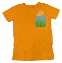 Oranžové tričko s nápisy Primark