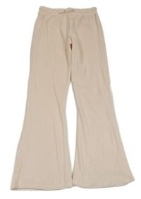 Světlerůžové plyšové flare kalhoty 