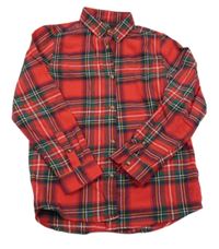 Červeno-bílo-tmavozelená kostkovaná košile Next