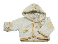 Bílá sametová propínací zateplená mikina s obrázkem a kapucí C&A