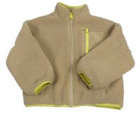 Béžová huňatá podšitá bunda s kapsou Zara