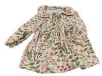 Béžové květované manšestrové šaty s límečkem So Cute