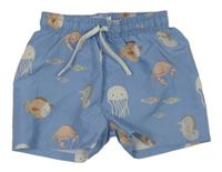 Světlemodré plážové kraťasy s chobotnicemi H&M