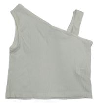 Bílý žebrovaný crop top s odhaleným ramenem Zara