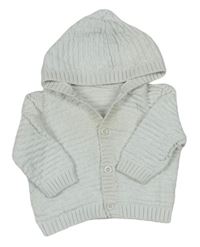 Bílý vzorovaný propínací svetr s kapucí zn. Mothercare
