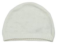 Bílá pletená čepice s dirkovaným vzorem Nutmeg
