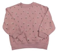 Růžová mikina s kytičkami zn. Primark