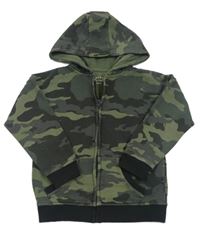 Khaki-šedá army propínací mikina s kapucí Primark