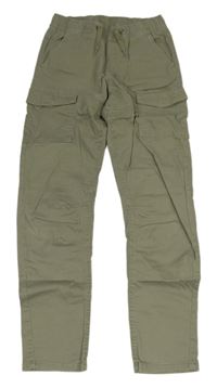 Khaki cargo plátěné kalhoty s kapsami zn. Stooker 