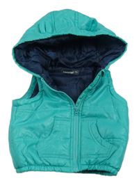 Zelená šusťáková zateplená vesta s kapucí zn. in extenso