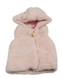 Světlerůžová kožešinová zateplená vesta s kapucí Cutey Couture