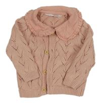 Růžový vzorovaný propínací svetr s límečkem Primark