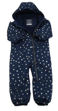 Tmavomodrá puntíkovaná šusťáková zimní kombinéza s kapucí Killtec 