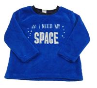 Safírová chlupatá mikina s nápisem 