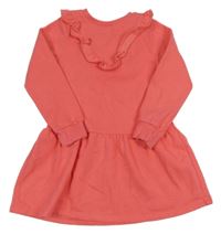 Korálové teplákové šaty s volánky F&F