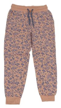 Růžovo-modré kytičkované cuff tepláky Lupilu 