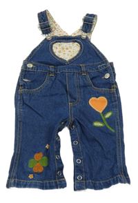 Modré riflové laclové kalhoty s kytičkami Carter's