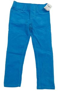 Nové - Azurové elastické manšestrové kalhoty Osh Kosh