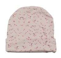 Světlerůžová bavlněná kytičkovaná čepice 