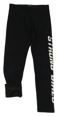 Černé zateplené legíny s nápisem 