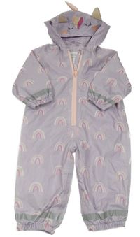 Levandulová šusťáková jarní kombinéza s kapucí - jednorožec Primark
