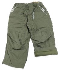 Khaki šusťákové podšité kalhoty s nápisem H&M