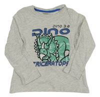 Šedé melírované triko s dinosaurem Kids