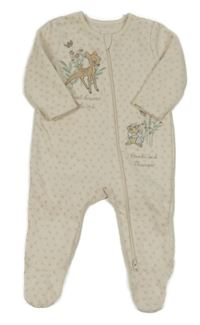 Pudrový fleecový overal s Bambim a puntíky George 