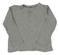 Šedé žebrované triko s kapsou Pocopiano