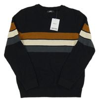 Nový - Černý svetr s proužky Next 