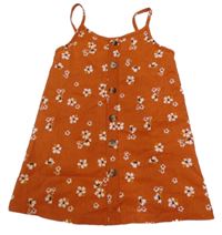 Cihlově červené kytičkované šaty Primark 